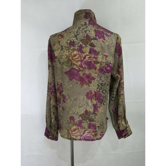 Croft & Barrow Floral Pleat Button Down Blouse M - Picture 6 of 10